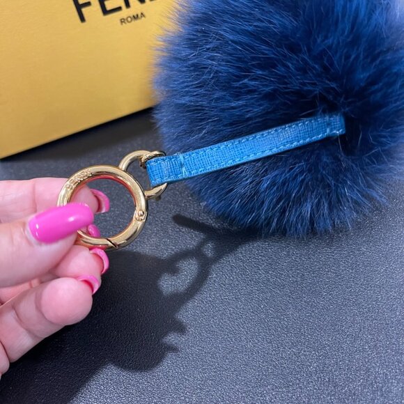 Fendi Blue Pom Pom Bag Charm/Key Chain (JB1257) - Picture 2 of 4